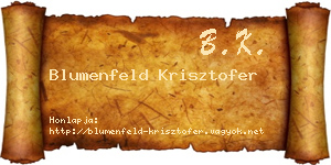 Blumenfeld Krisztofer névjegykártya